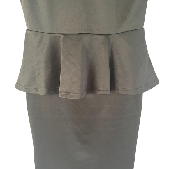 Womens Dress Sz Large Black Peplum Bodycon - Picture 3 of 5